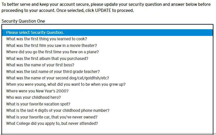 security questions
